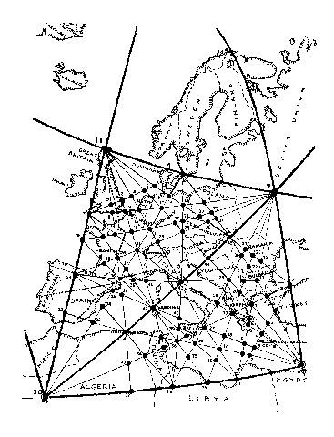 Close-up of the grid over Europe